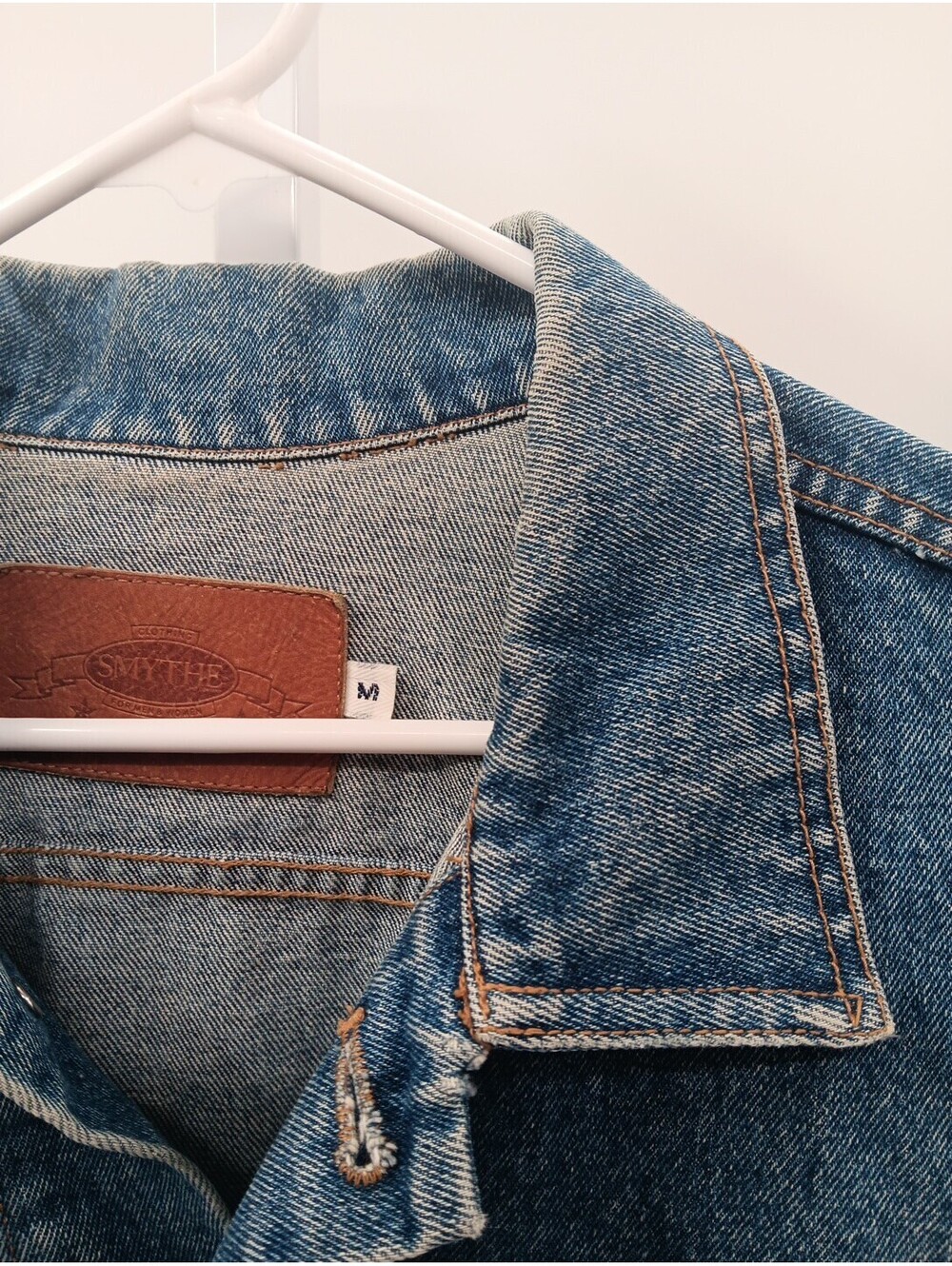 Smythe Denim Jacket Mens Medium Blue Heavy Trucker Jean Coat Cowboy Outdoor - Picture 5 of 10